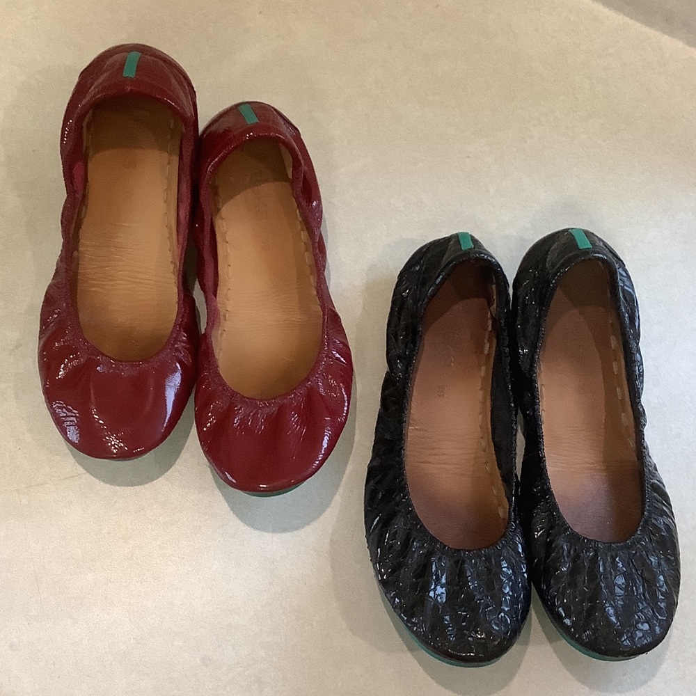 2 pair Tieks Patent Ballet Flats in Red and Black